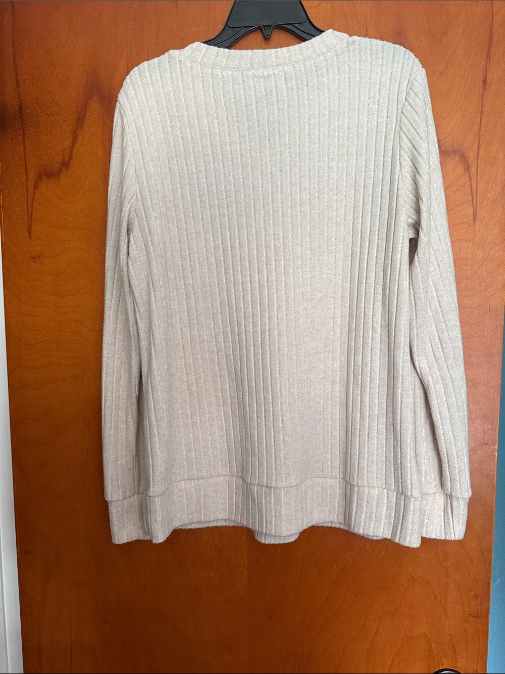 Cream Ribbed V-Neck Sweater - Picture 6 of 6
